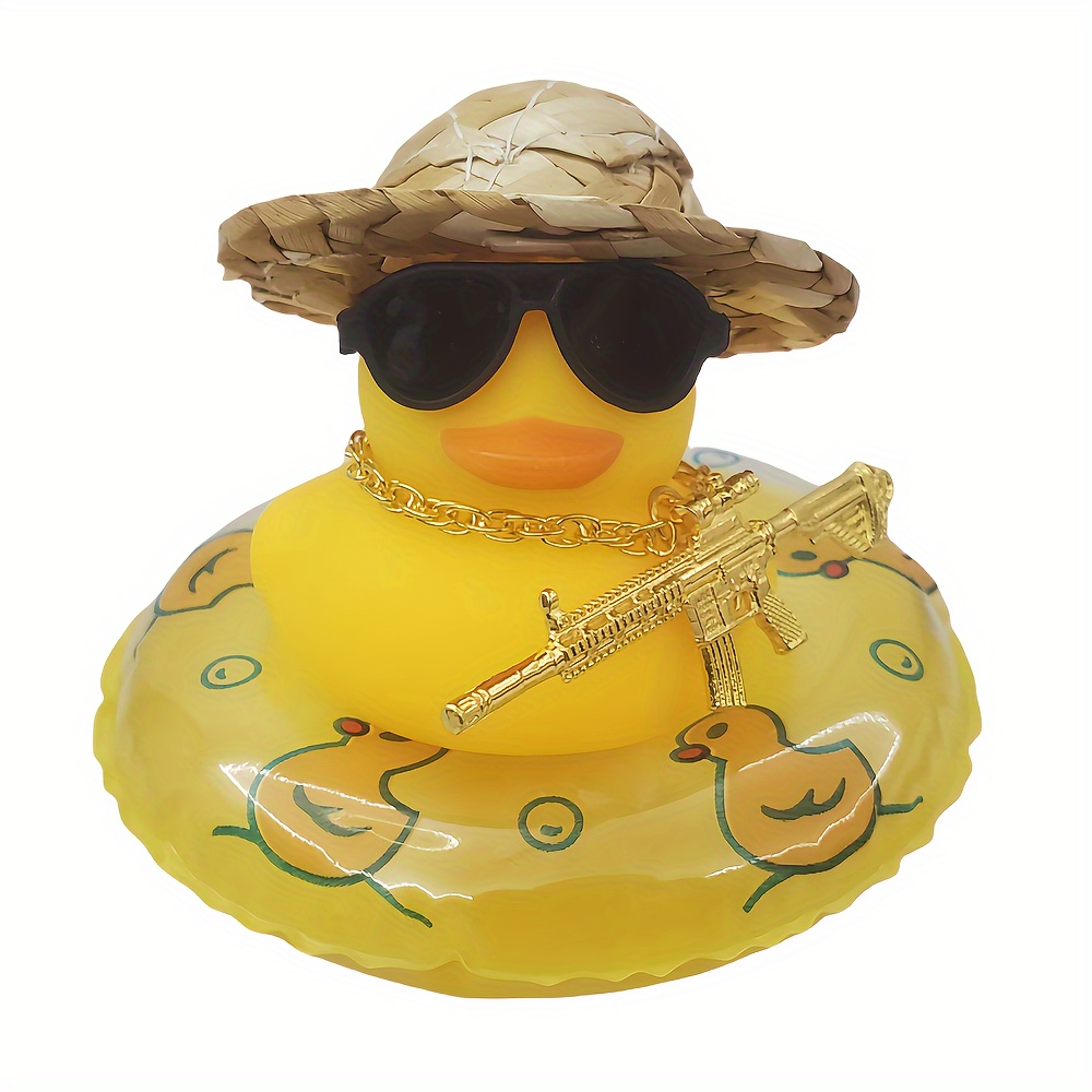 Heshi Auto-Quietschente,Gummi-Ente Spielzeug Auto-Ornamente | Kleine  Auto-Ente, Armaturenbrett-Ornament, Zubehör mit Hut, Halskette,  Sonnenbrille für