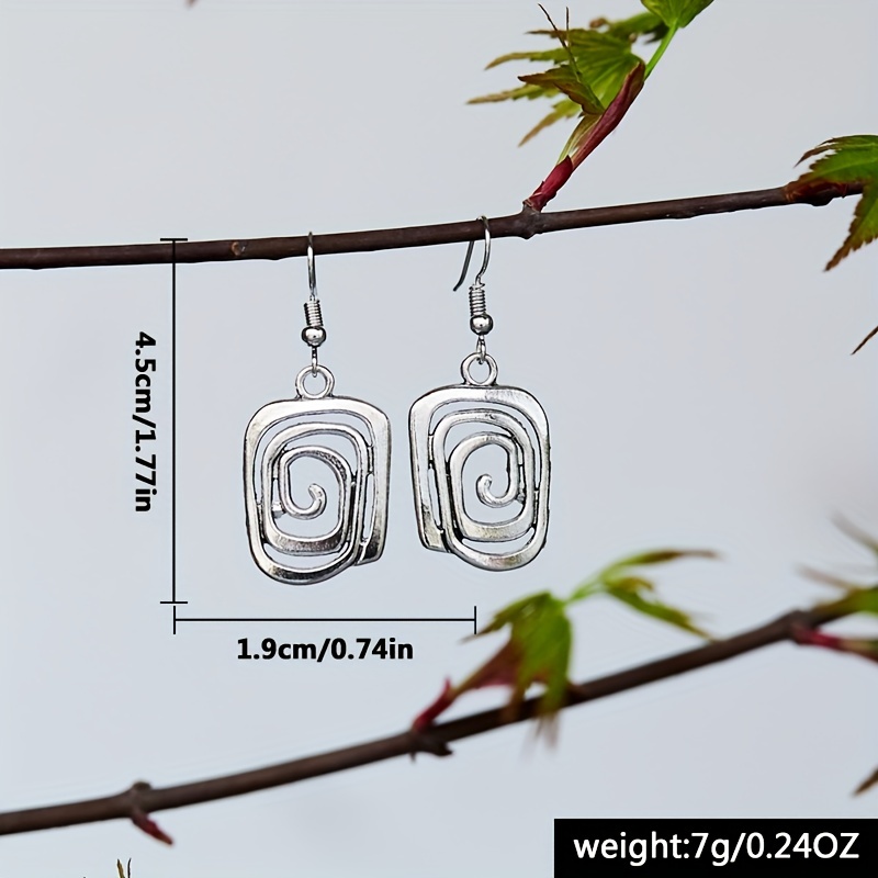 Silvery Vintage Hoop Dangle Earrings for Women