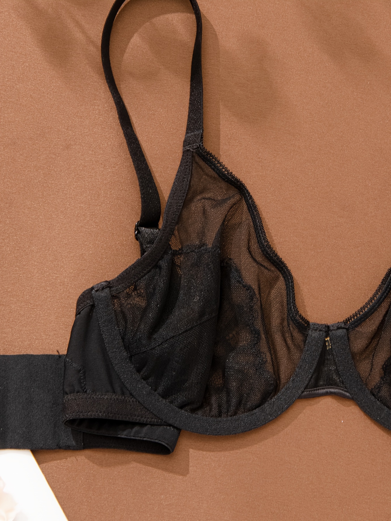 Deyllo Women's Non Padded Sheer Lace Bra Unlined Plus Size Underwire Bra,  Black 38DDD 