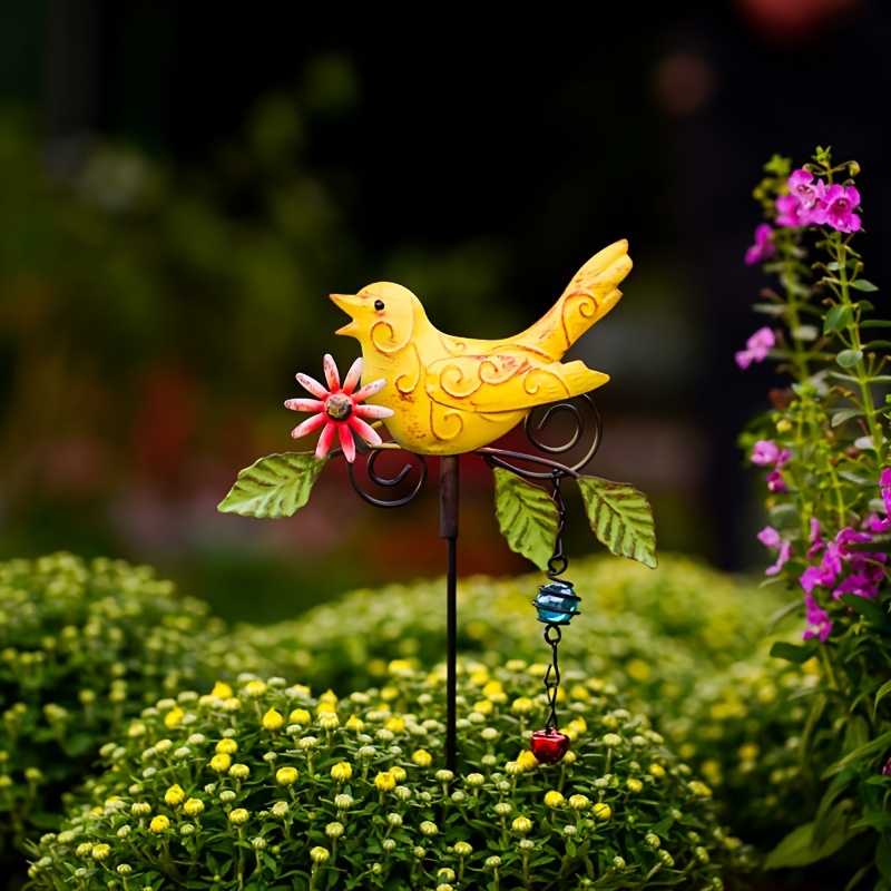 Piquet De Jardin En Métal Pour Oiseaux, 1 Pièce, Carillon À Vent En Métal  Avec Cloche