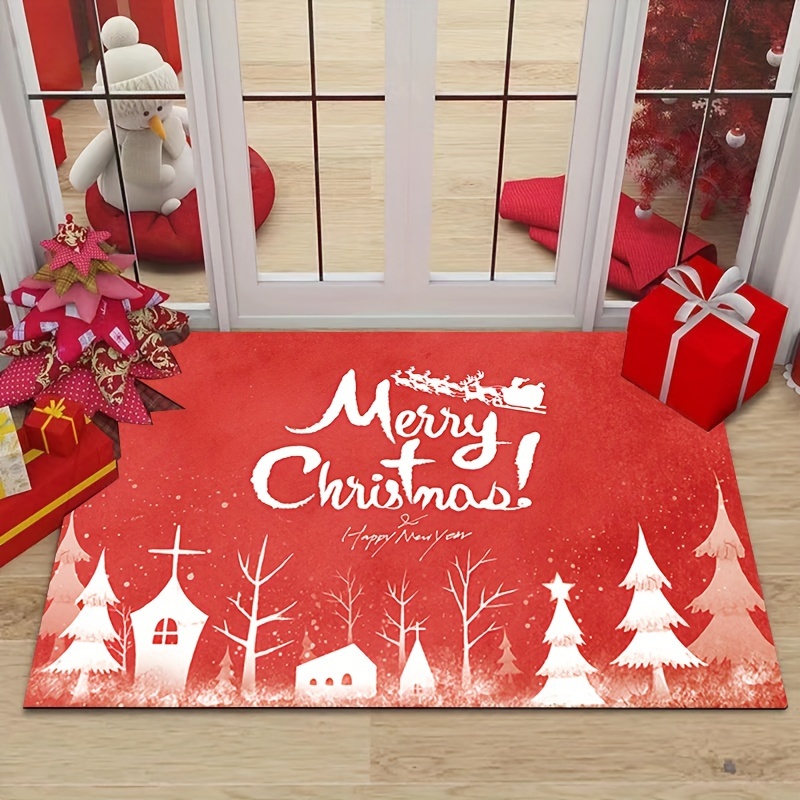 Modern Christmas Print Doormat Christmas Tree Pattern Soft Temu Ireland