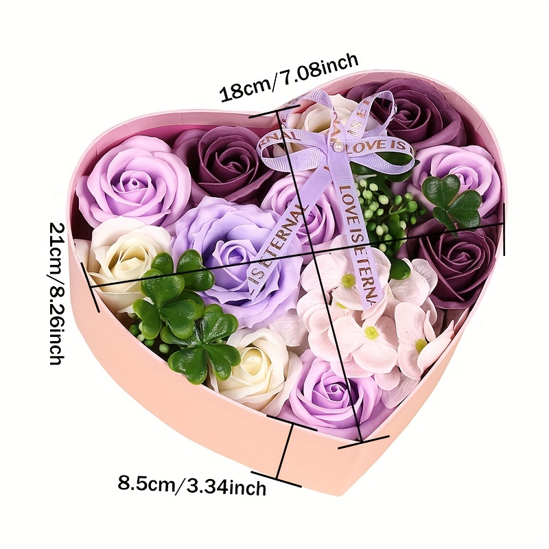 Heart shaped Artificial Rose Flower Gift Box Perfect For - Temu