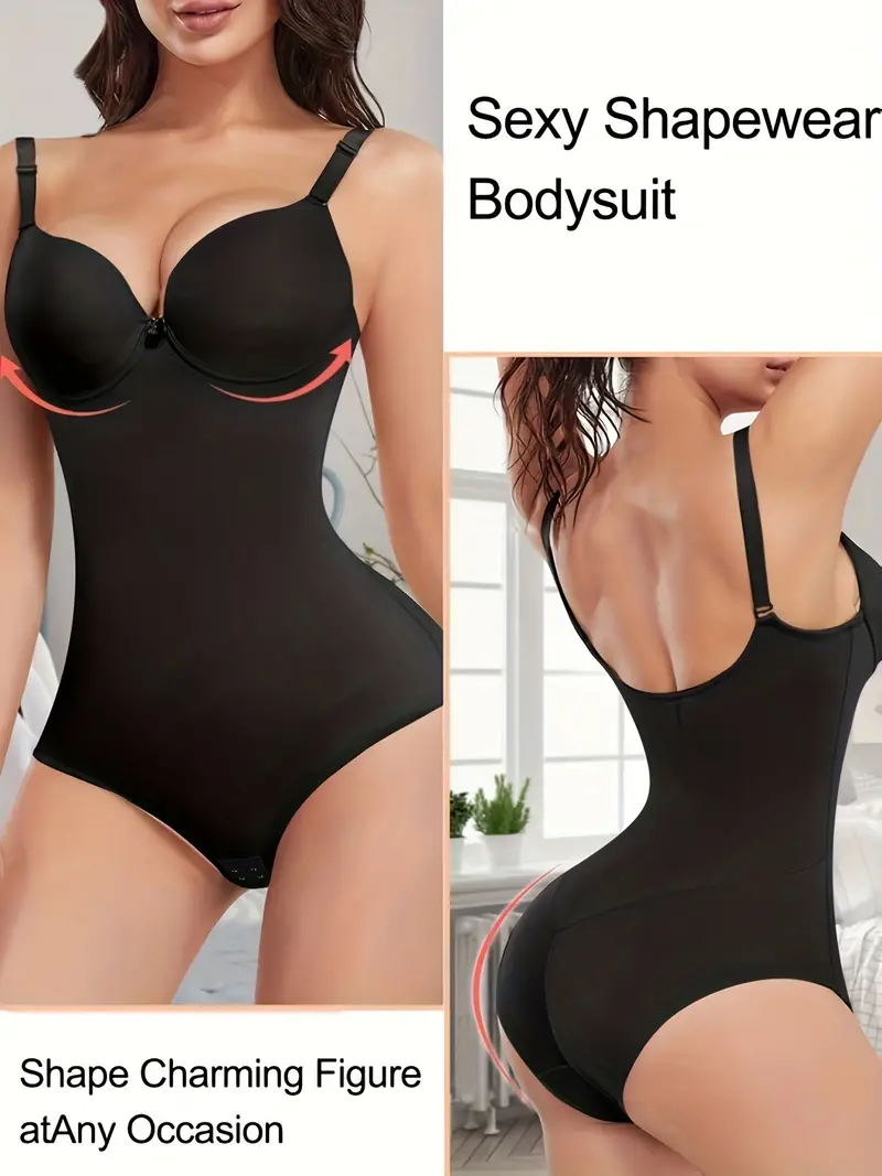 Black Shaping Bodysuit Smooth Tummy Control Slimming - Temu Australia