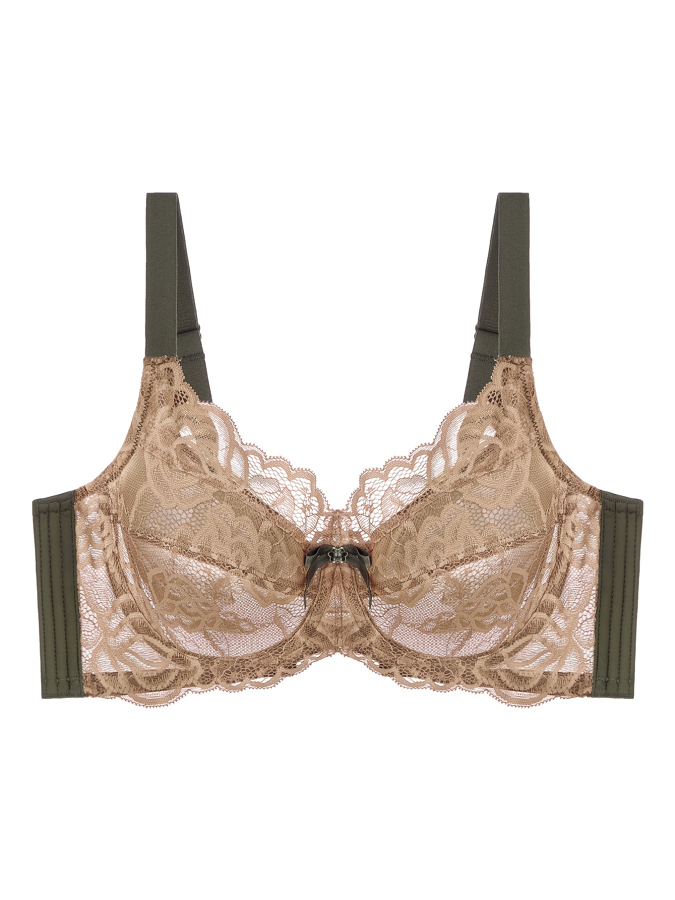  Deep V Bras Sexy Thin lace Cup Surface Ultra Thin Lining  Breathable New Perspective Bra Embroidery Floral Bralette Plus Size (Size :  38D, Color : Nude8820) : Clothing, Shoes & Jewelry