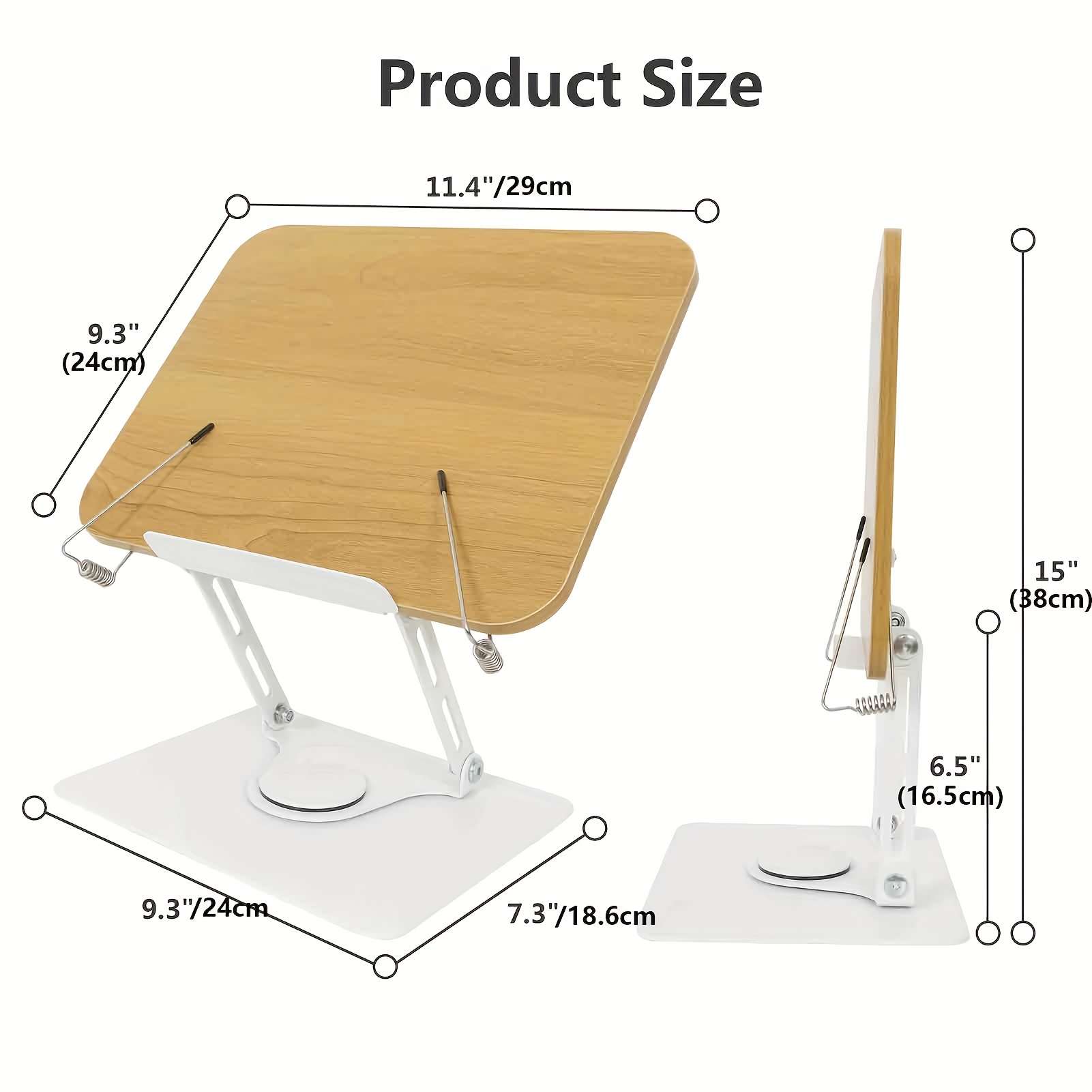 EAXBUX Soporte para tableta de libro para leer manos libres, soporte  giratorio de 360° para libros de cocina, soporte de lectura de madera  plegable