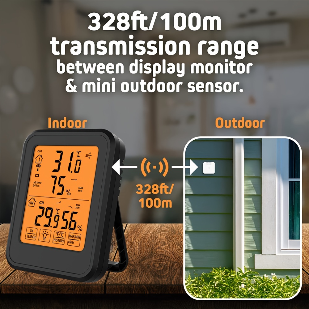 Indoor Outdoor Thermometer, Wireless Thermometer With 3 Remote Sensors,  Digital Hygrometer Thermometer, Wireless Temperature Humidity Monitor Gauge  With Range, Useful Stuff - Temu