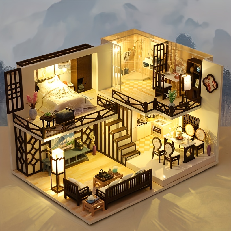 CUTEBEE DIY Dollhouse Kit Chinese Style Architecture DIY Japanese Miniature  Furniture Model Home Decoration Toy Birthday Gifts - AliExpress