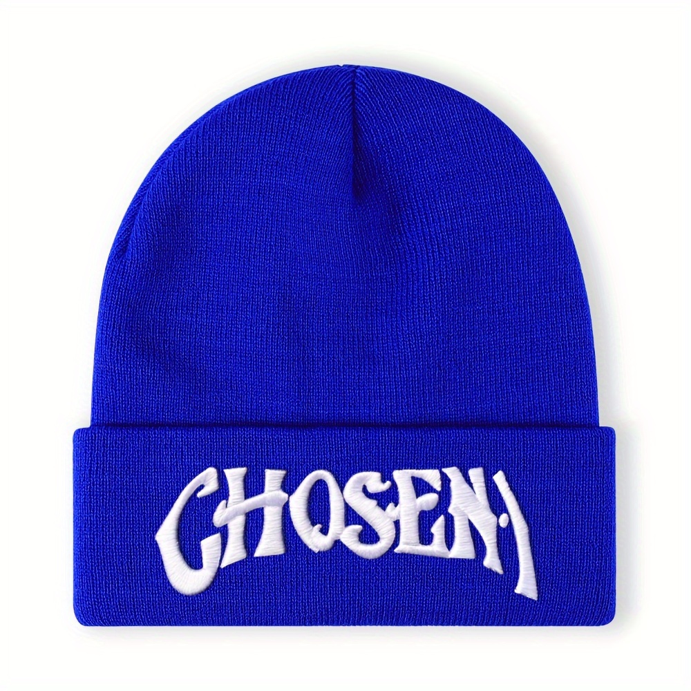 Mens Chosen 1 Embroidered Beanie Unisex Stretch Foldable Knitted