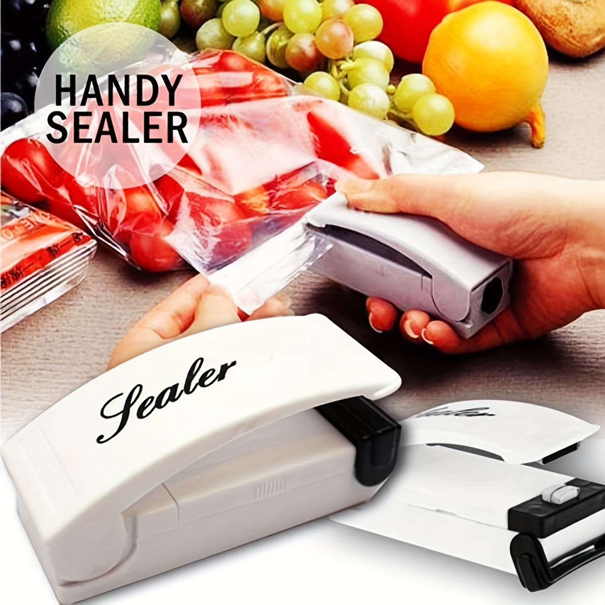 Mini Bag Sealer, Portable Chip Bag Sealer with Cutter & Magnet, 2 in 1 Handheld USB Quick Heat Sealer with 3.9 Heating Strip for Plastic Bags Mylar