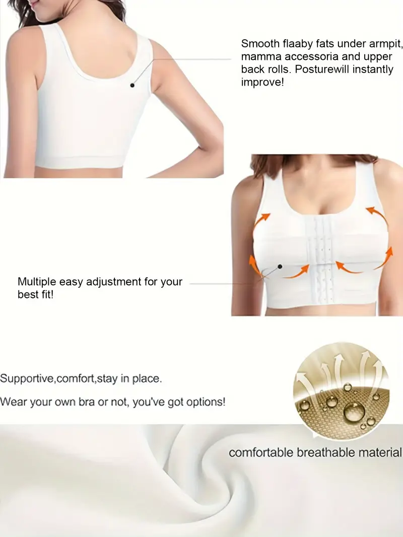 Women Post Surgery Front Closure Sports Bra With Breast Support Wir