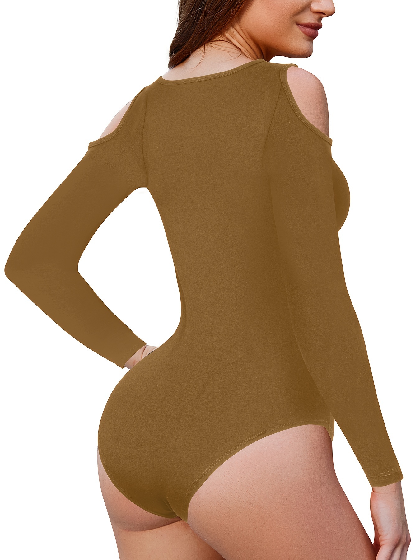 Top Bodysuit modelador tomara que caia colado ao corpo para mulheres,  macacão de manga comprida, body modelador feminino vazado