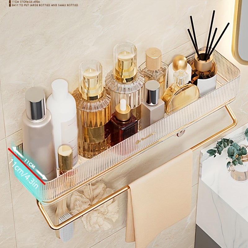 Punch-free Bathroom Shelf Shampoo Cosmetic Towel Storage Rack