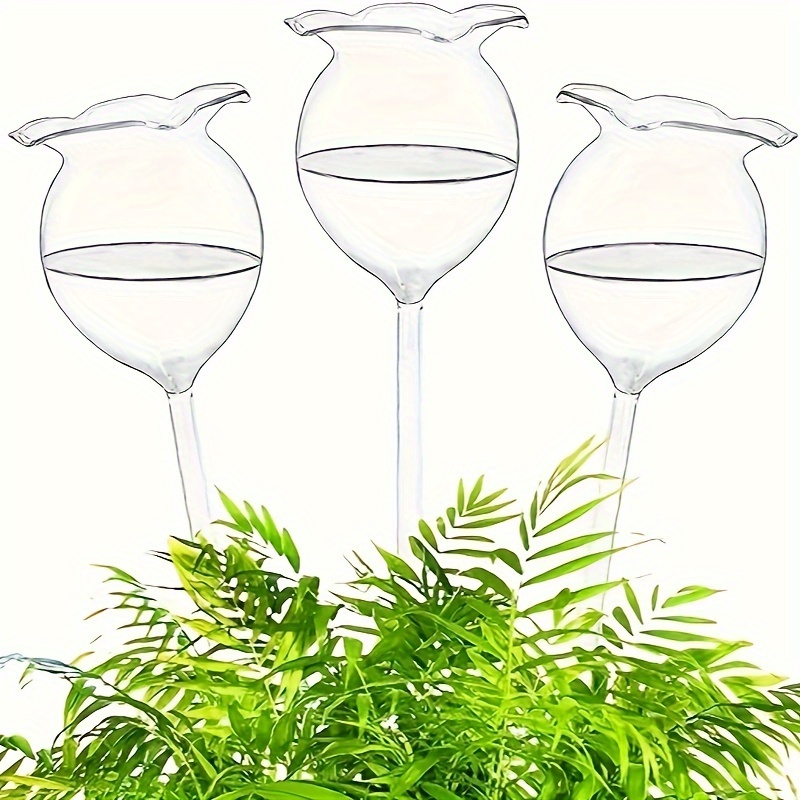 

3pcs, Plant Waterer Bulbs Self Watering Globe Stake, Hand Blown Clear Glass Plant Water Drippers, Automatic Irrigation Planter Insert For Rose Flowers, Indoor And Outdoor Plants