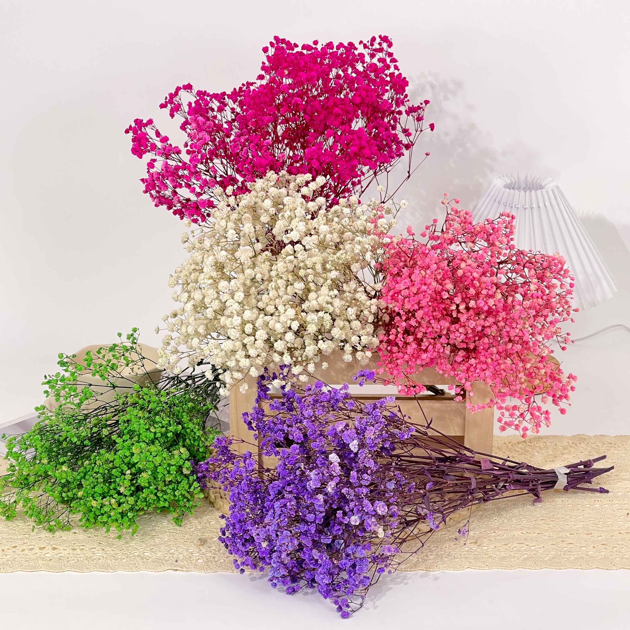 10 Pack Artificial Baby Breath Flowers With Long Stem, Mix Fake Gyp