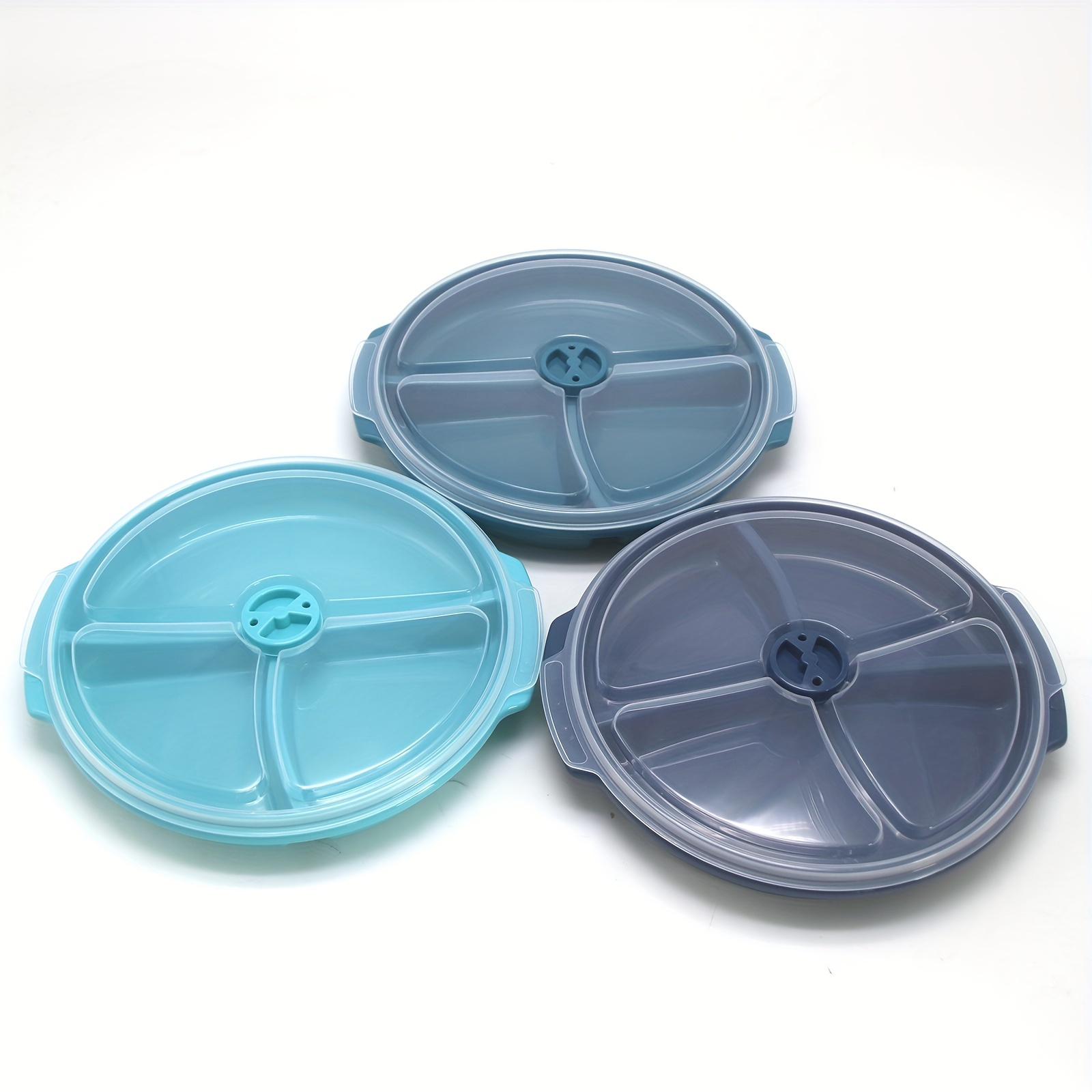 Divided Plates with Vented Lids - Set of 4 - Assorted Colors - Compact  Storage