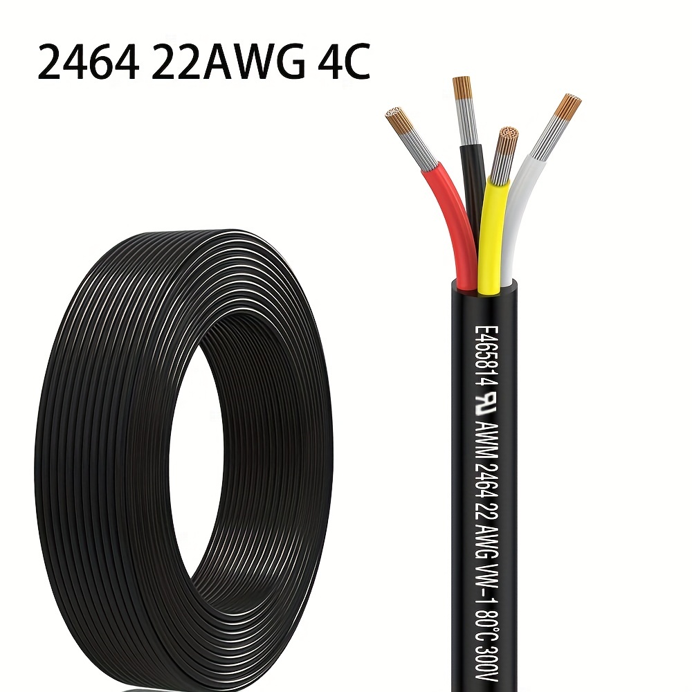 Cable eléctrico de 5M, 2 núcleo 3 núcleo 4 núcleo, Cable de Cobre, Cable  blindado de Control de señal de Audio 0.2-2.5 mm (Color : 4 Core