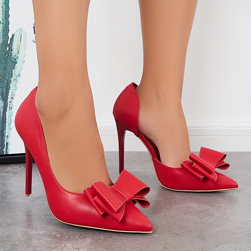 slip stiletto heels women s bow high heels solid color
