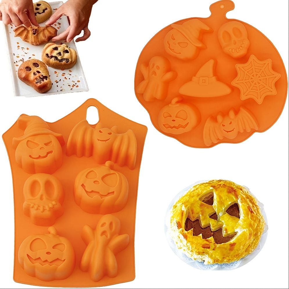 Halloween Molds 3Pcs Pumpkin Silicone Mold Nonstick 3D Silicone