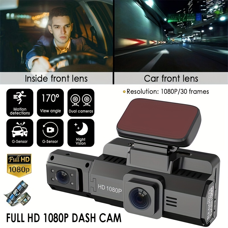 FHD 1080P Dual Lens Car DVR Dash Cam Video Recorder G-Sensor Front