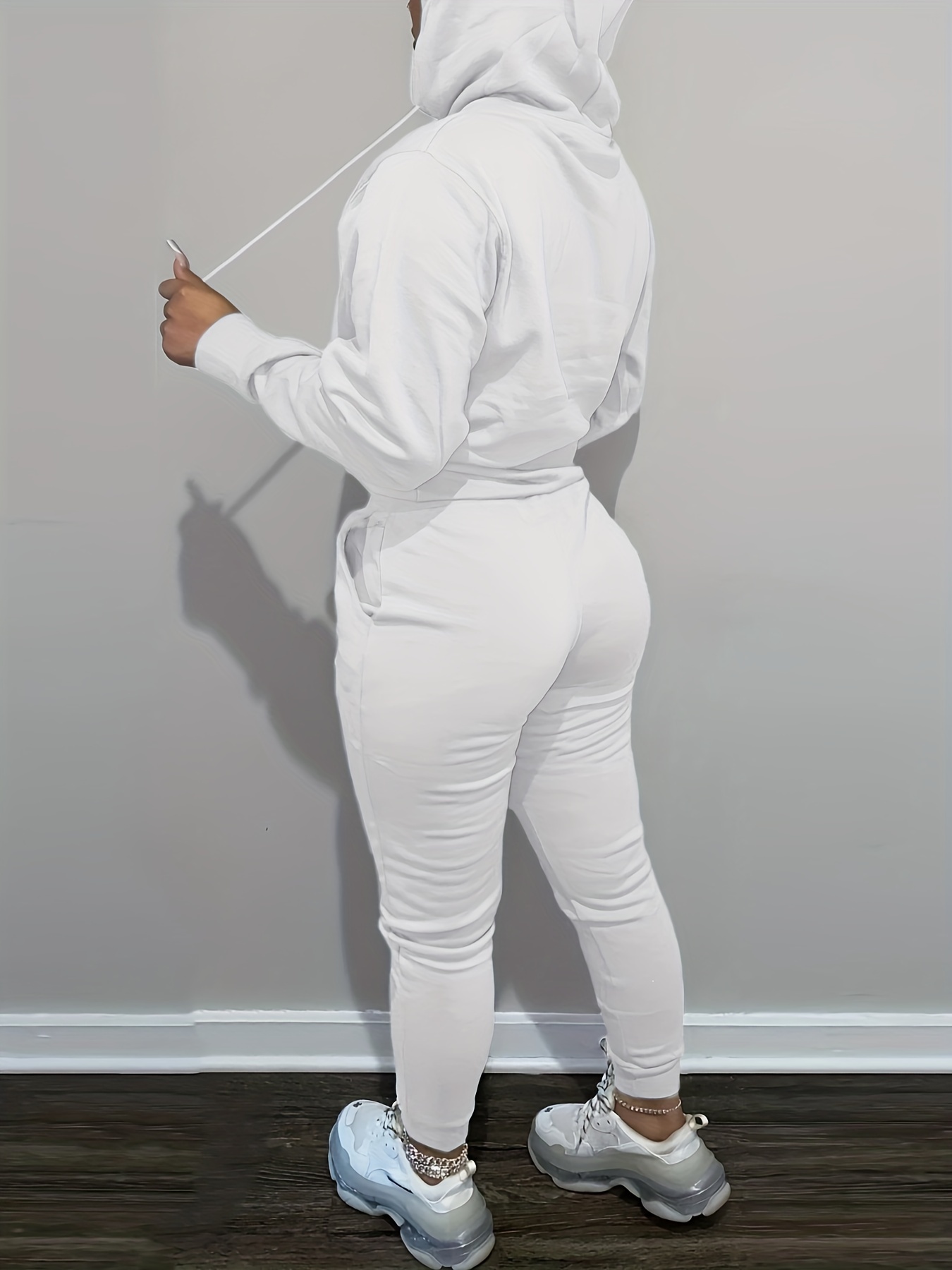 Clean Women's Jogger Suit 2 Piece Set Fleece Jogger Suit Cute Jogger Pants  and Hoodie All White -  Canada