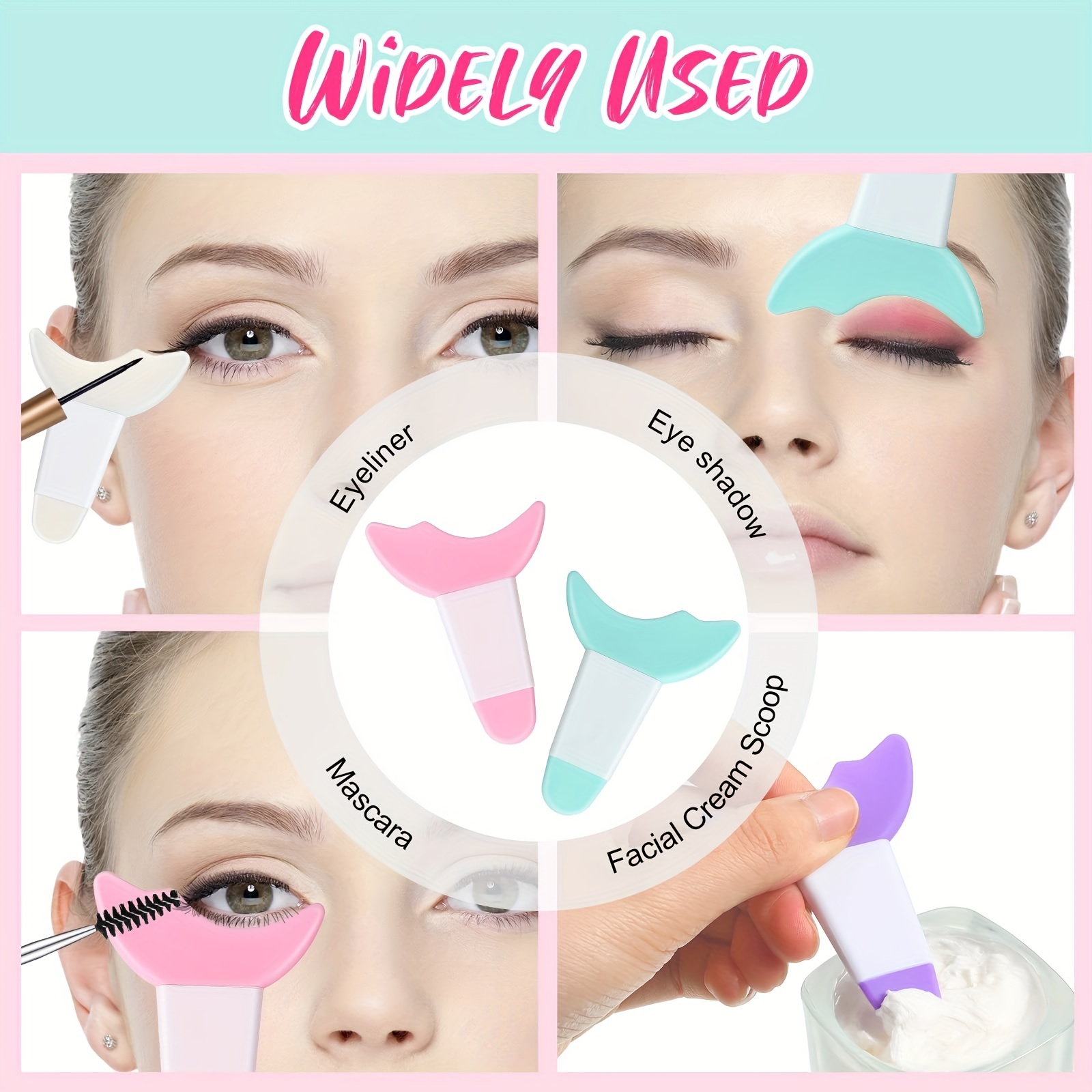 4 Pcs Mascara Eyelash Guard Applicator Double Head Tool Silicone Reusable