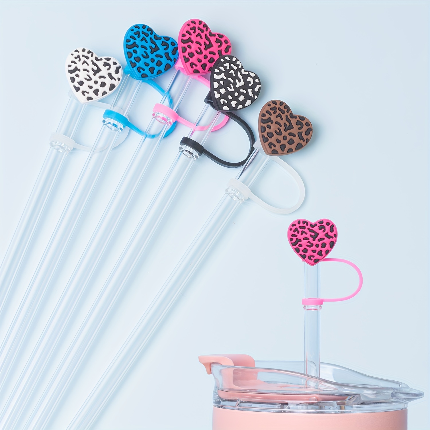 Straw Tips Cover Reusable Straw Toppers Heart shaped - Temu