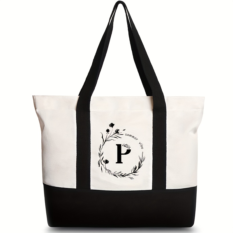 Large Canvas Tote Bag With Monogram -  UK