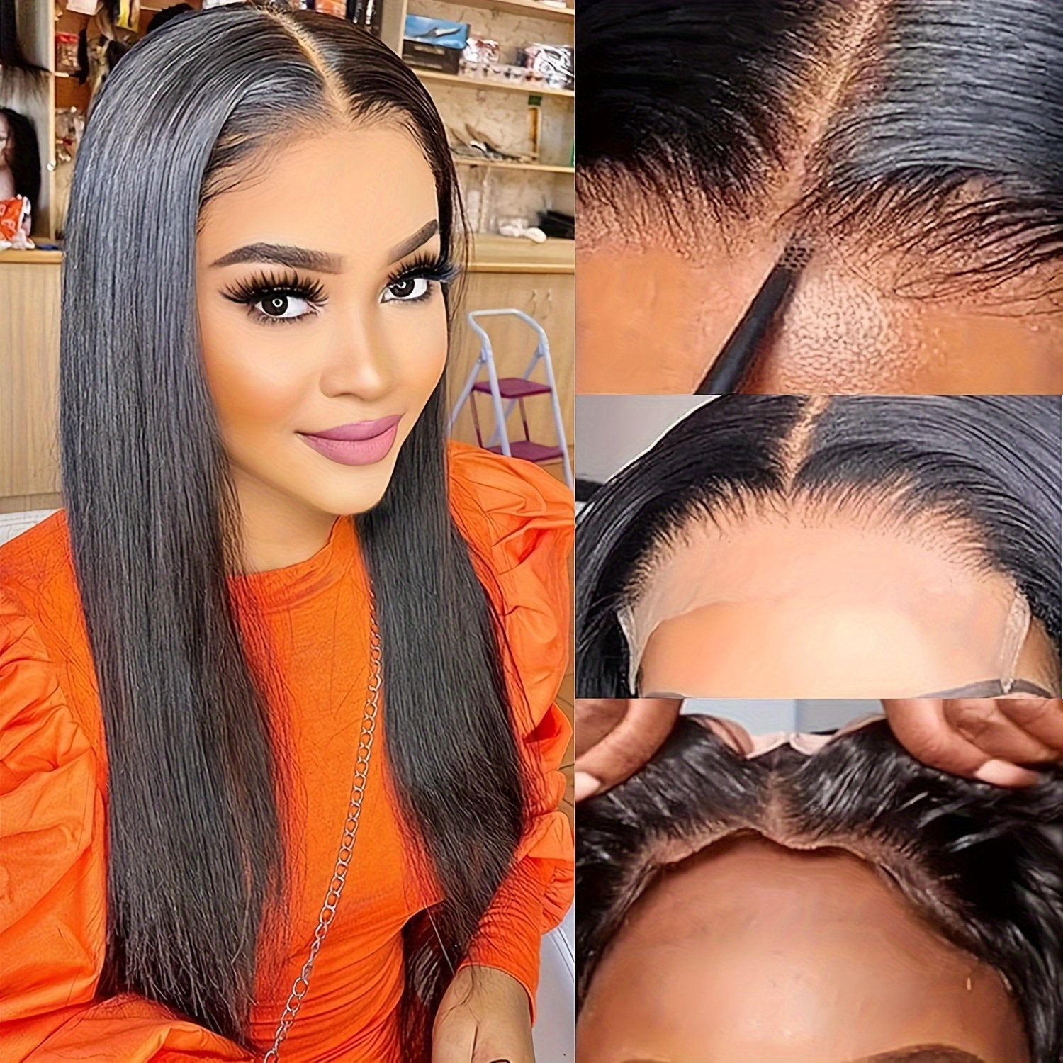 13x6 Glueless Wigs Women Straight Lace Front Wigs Pre Cut Temu