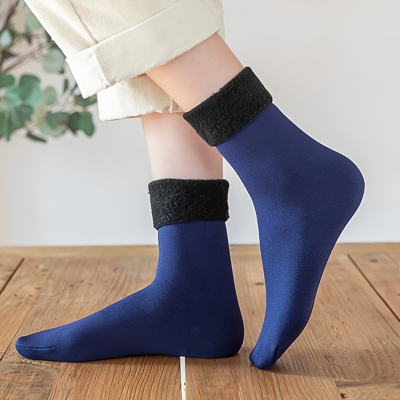 Women's Solid Color Socks Thermal Floor Socks - Temu