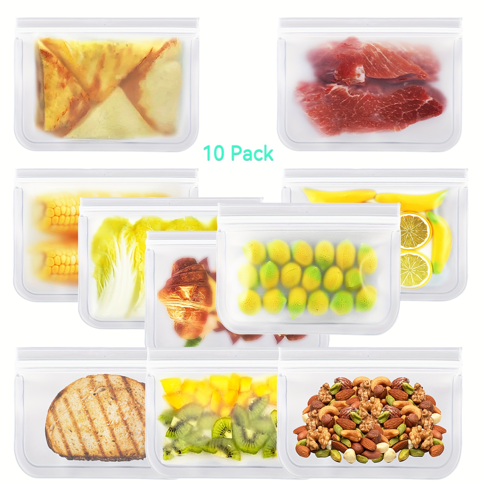 Bpa-free Reusable Food Storage Bags - Leakproof Snack And Sandwich