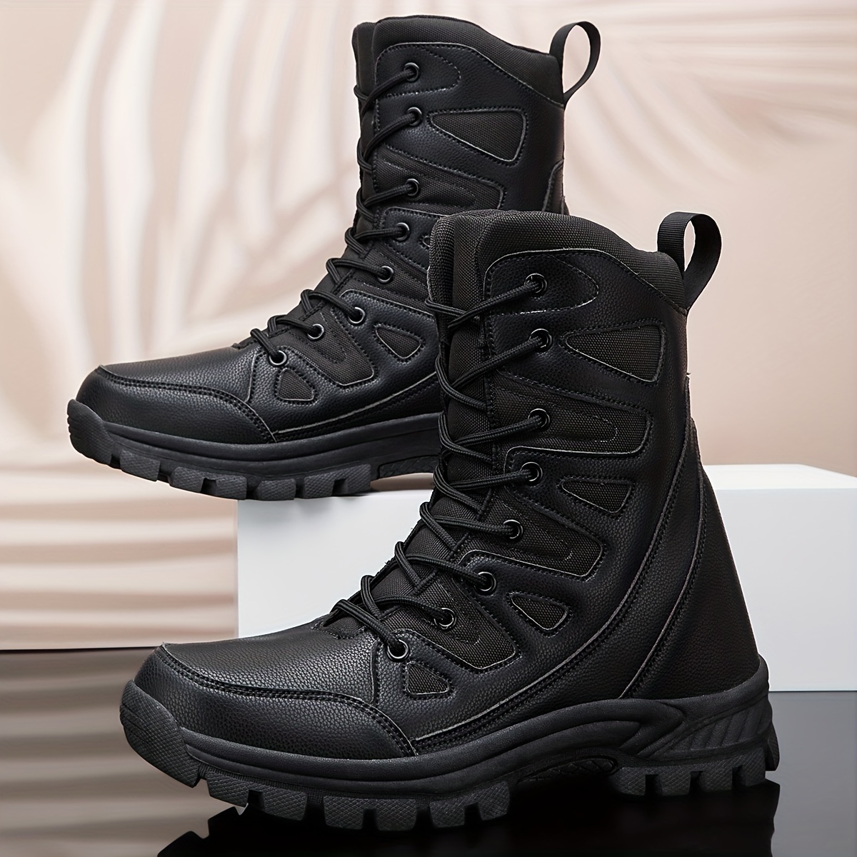 Botas Militares Tácticas De Piel Sintética De Moda Botas - Temu