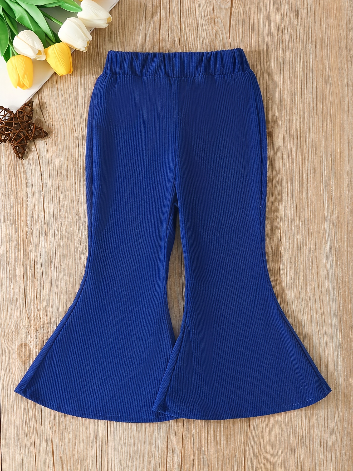 Toddler Girls Ribbed Knit Corduroy Flare Pants Comfy Slim - Temu