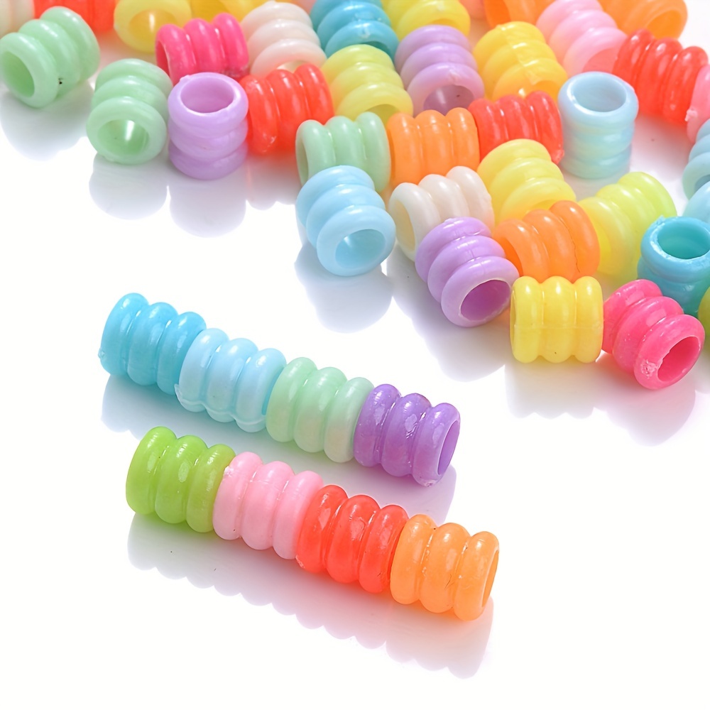 Tube Acrylic Beads Mixed Big Hole Plastic Spacer Beads For - Temu