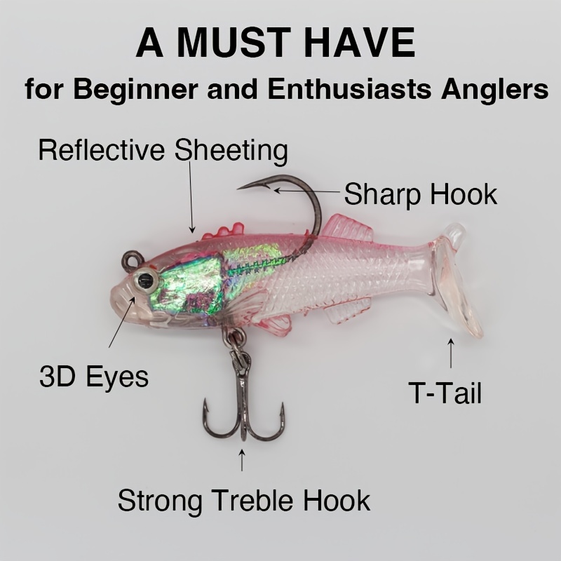 Soft Fishing Lures Bass Trout Crappie Jigs Hook Treble Hook - Temu