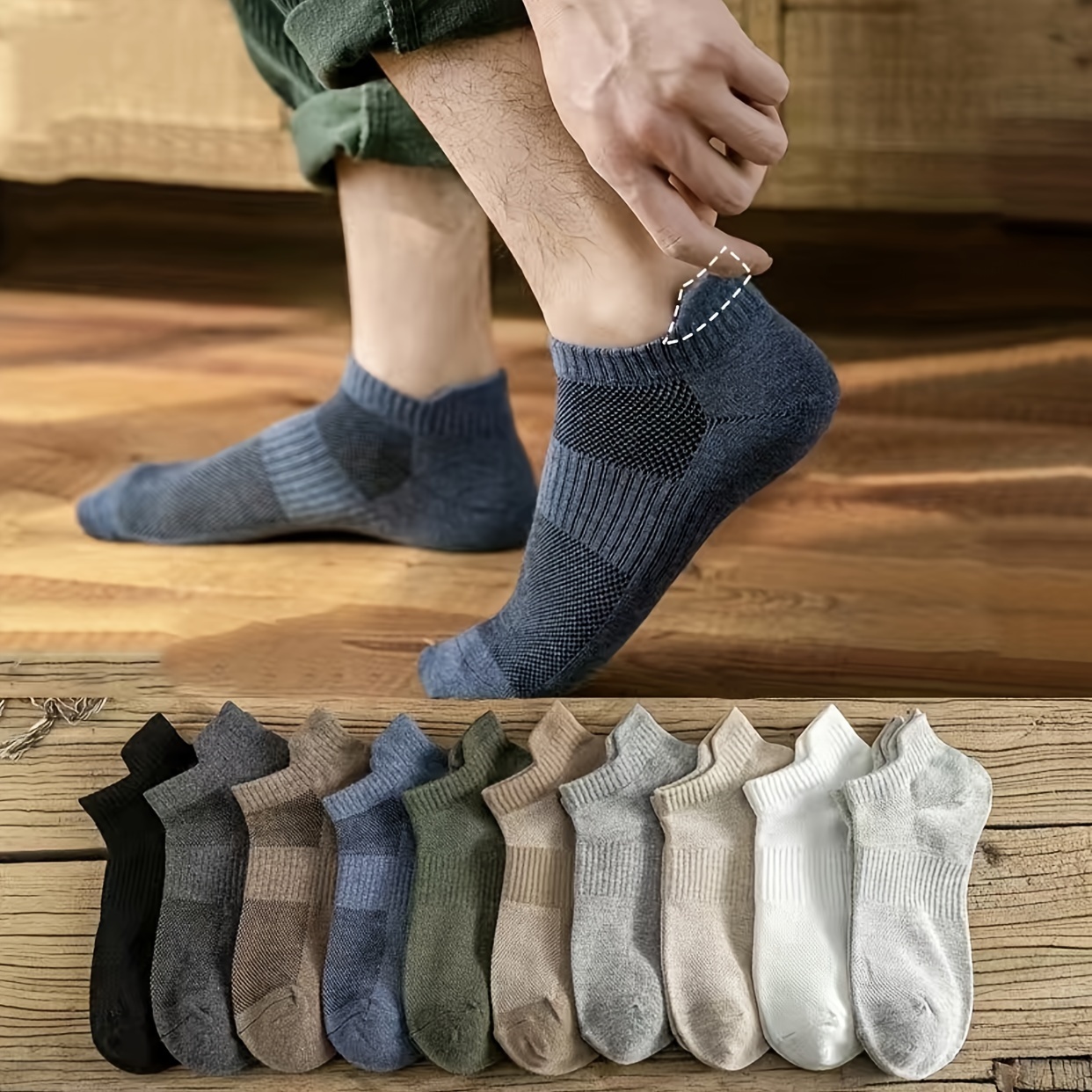 Men's Fashion Striped Solid Invisible Socks Casual Plain - Temu
