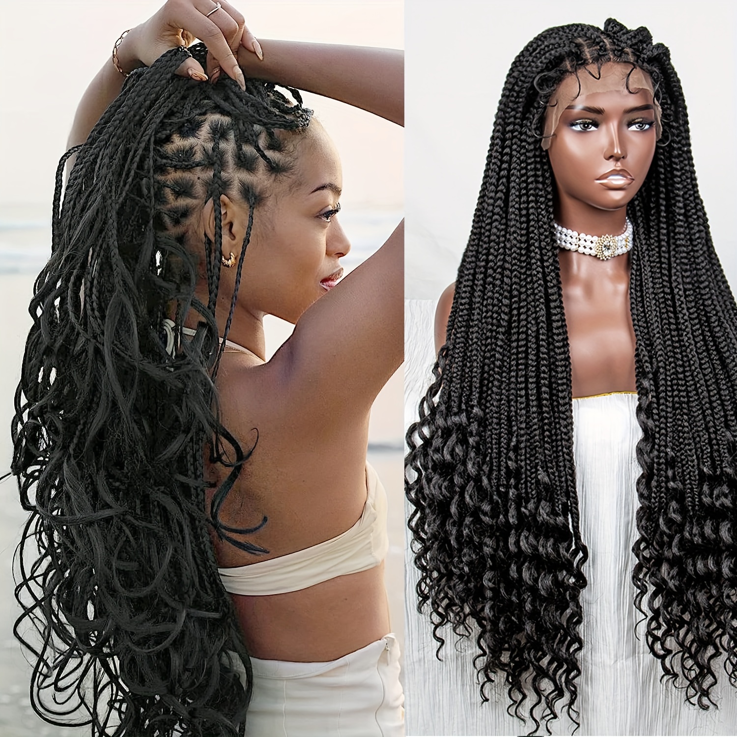 Ileri Frontal goddess Bob box braids with human hair curls 10” –  Braidsculture