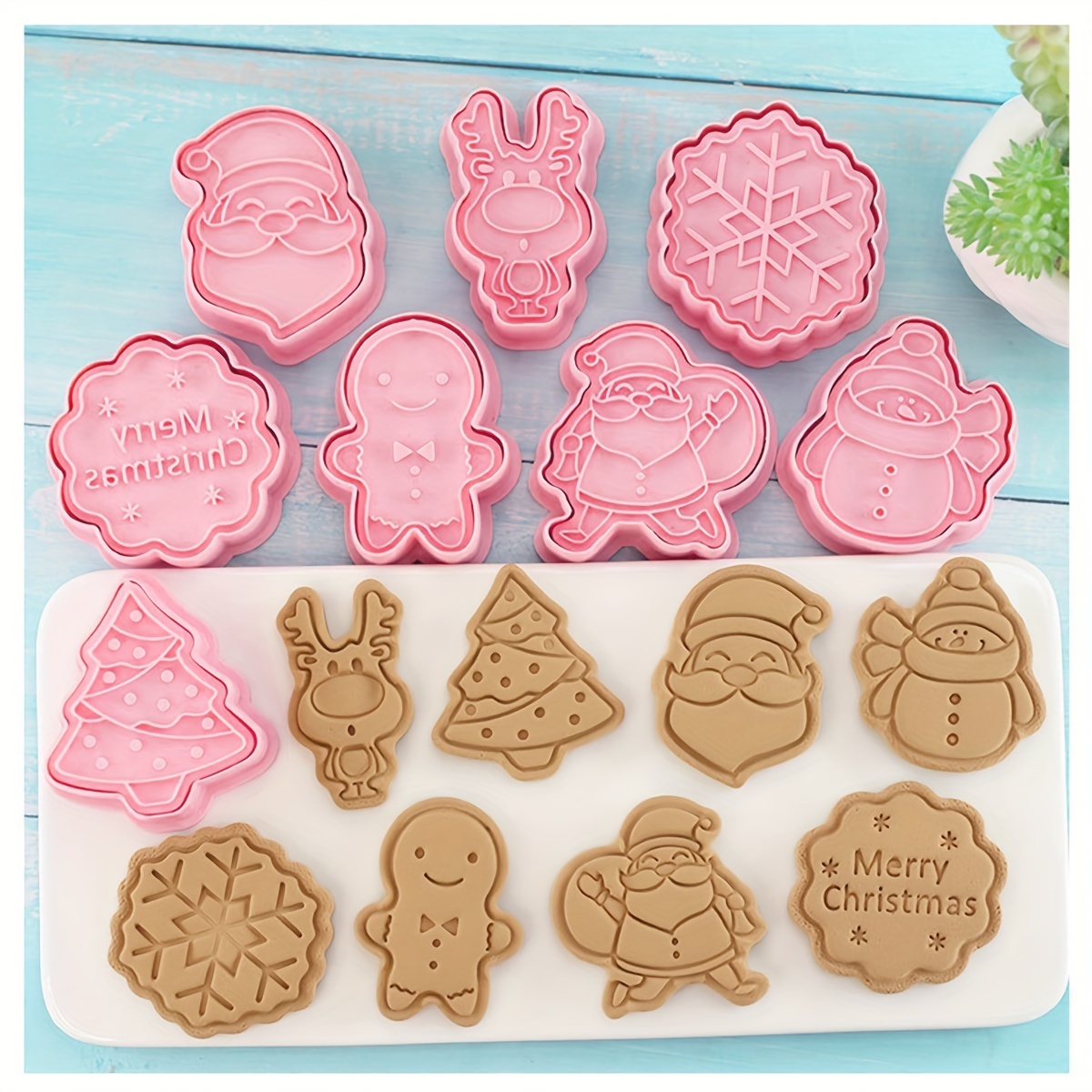 Merry Christmas Cookie Cutter 3D Cartoon Santa Elk Xmas Tree Shape Fondant  Biscuit Mold Cake Decorating Tools Baking Accessories