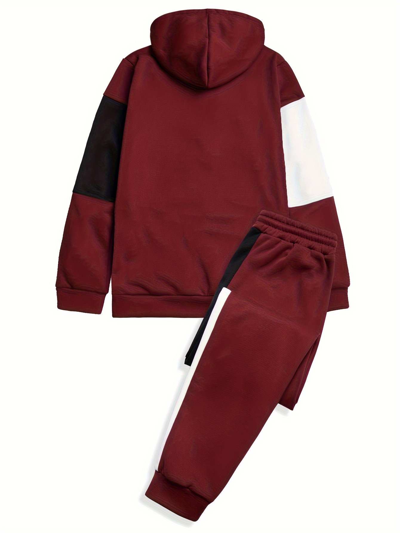 NWT Women's 2 Pc Sweatsuit Set Size Med Color Block Burgundy