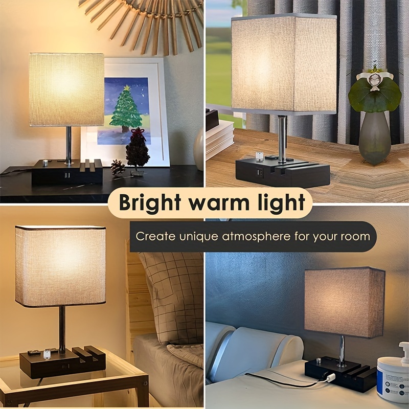 Fully Dimmable Table Lamp With Usb Ports And Charging Station For