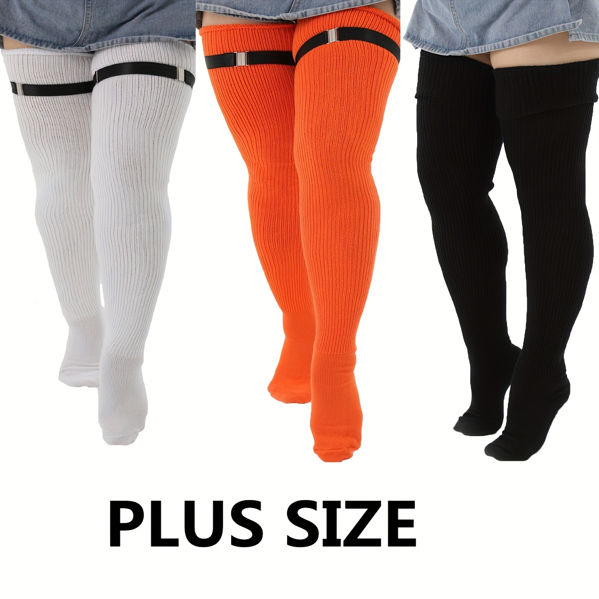 Plus Size Elegant Thigh Stockings Women's Plus Contrast Lace - Temu