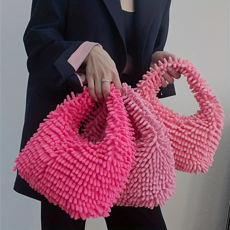 Women's Faux Fur Hobo Bag Plush Clutch Purse