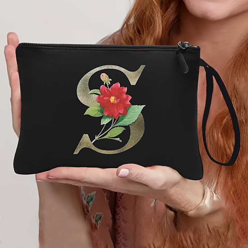 Elegante Pochette Con Motivo Floreale E Lettere, Pochette Per Trucchi Con  Cerniera, Borsa Per Cosmetici Da Viaggio Da Donna - Temu Italy