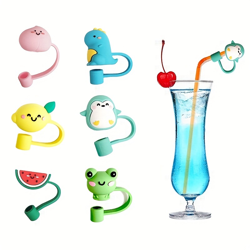  Silicone Straw Tips Covers, Reusable Drinking Straw Tips, Straw  Tips Cover Drinking Dust Cap, Cartoon Silicone Plugs Dust Cap(avocado) :  Health & Household