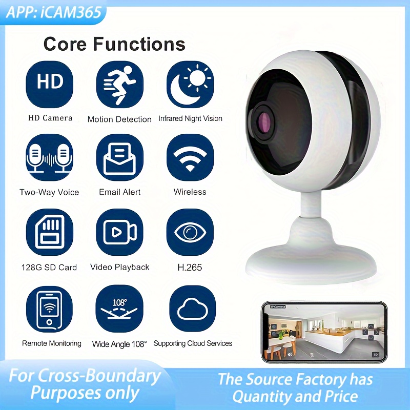 Caméra De Surveillance Wifi Hd 1080p 2.4g Wifi Baby Monitor Vision Nocturne  Caméra De Détection De Mouvement Caméra De Sécurité Familiale Surveillance  Caméra Ip De Détection Grand Angle (carte Sd Non Incluse)