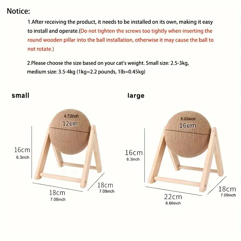 premium sisal rope cat scratching ball toy durable board for grinding paws and keeping cats entertained details 7