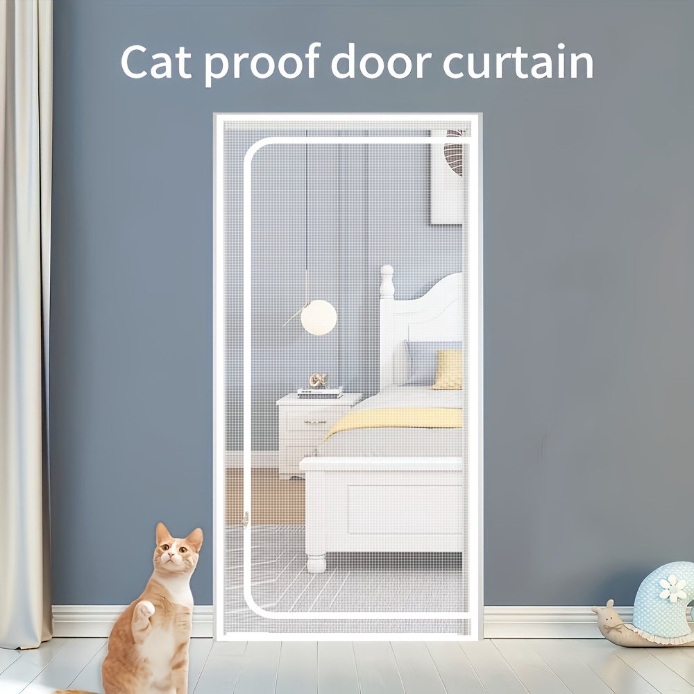 Puerta mosquitera reforzada para gatos, se adapta a puertas de 32 x 80  pulgadas, puerta de malla gruesa resistente a gatos para sala de estar,  cocina