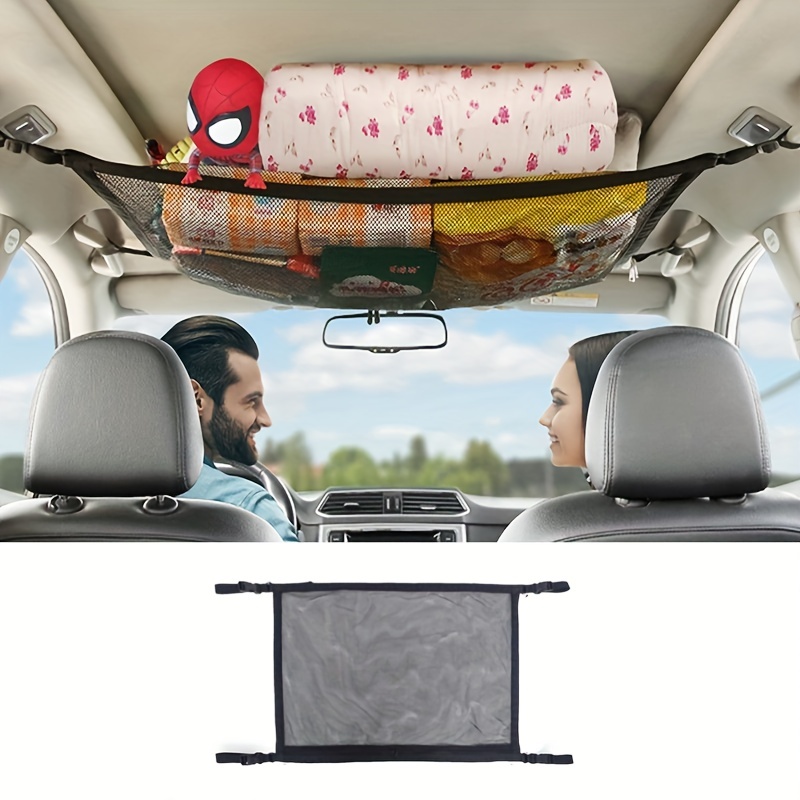 Car Ceiling Cargo Net Pocket Adjustable Double-Layer Mesh SUV Roof  Organizer Long Trip Storage Bag,Tent Putting Quilt Children's Toy Towel  Sundries