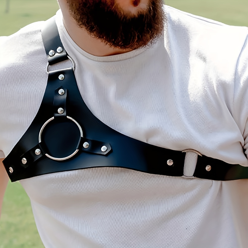 Men Punk Chest Waist Bondage Strap Belt Braces Leather Body Harness  Suspender US