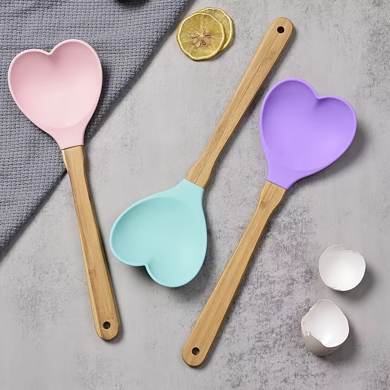 Gray Silicone Ladle With Wood Handle