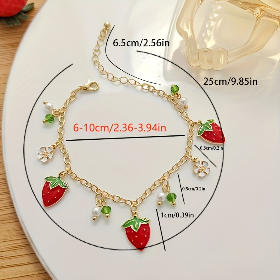 Strawberry Pendant Beads Multilayer Stretch Bracelet - Temu